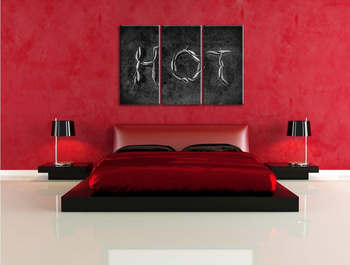 Pixxprint Hot Chili Sharp Red als Leinwandbild/Grösse: 3 Teilig (120x80 cm) cm/Wandbild/Kunstdruck/f