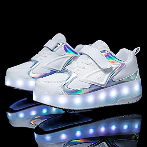 Kinderroller mit LED Licht | Automatisch Einziehbar & Abnehmbare Vorderreifen | Outdoor-Spiel-Schuhe