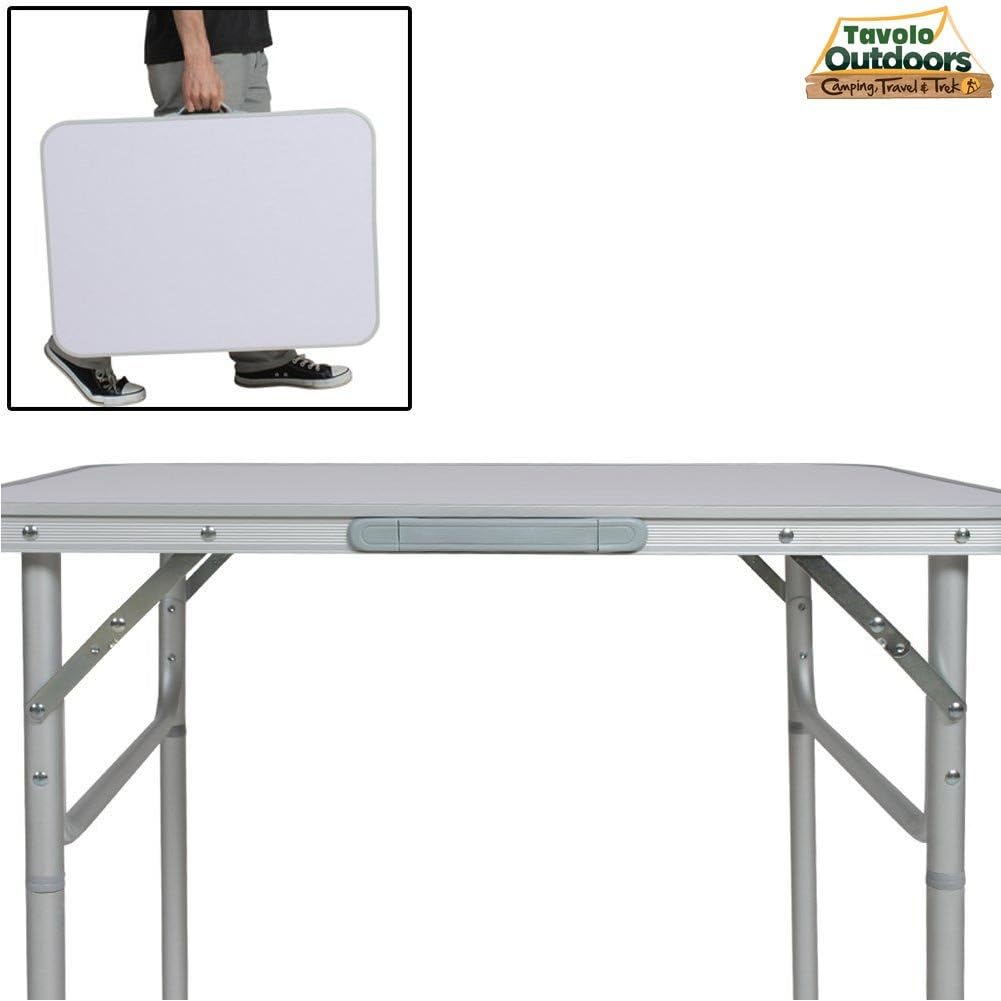 BAKAJI Camping- und Picknick-Tisch aus Aluminium, zusammenklappbar, für Strand oder Garten (90 x 60