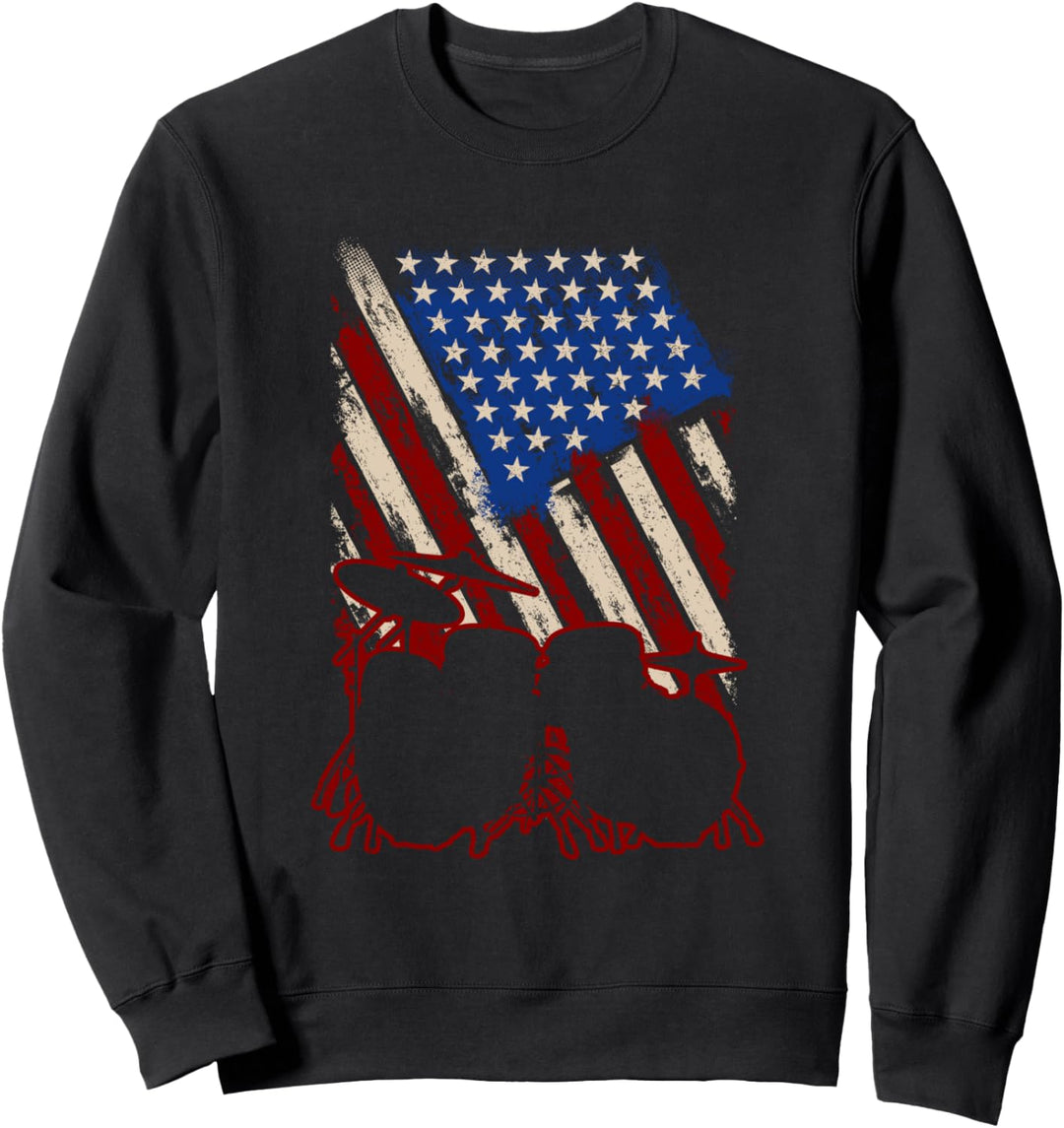 Amerika Flagge Rock Musikinstrument Drummer Schlagzeug Sweatshirt