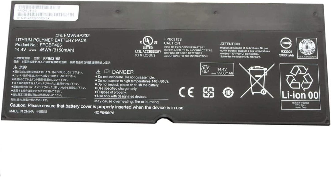 FPCBP425 FMVNBP232 FPB0315S Laptop Batterie Ersatz für Fujitsu LifeBook T904 T935 T936 U745 Series N