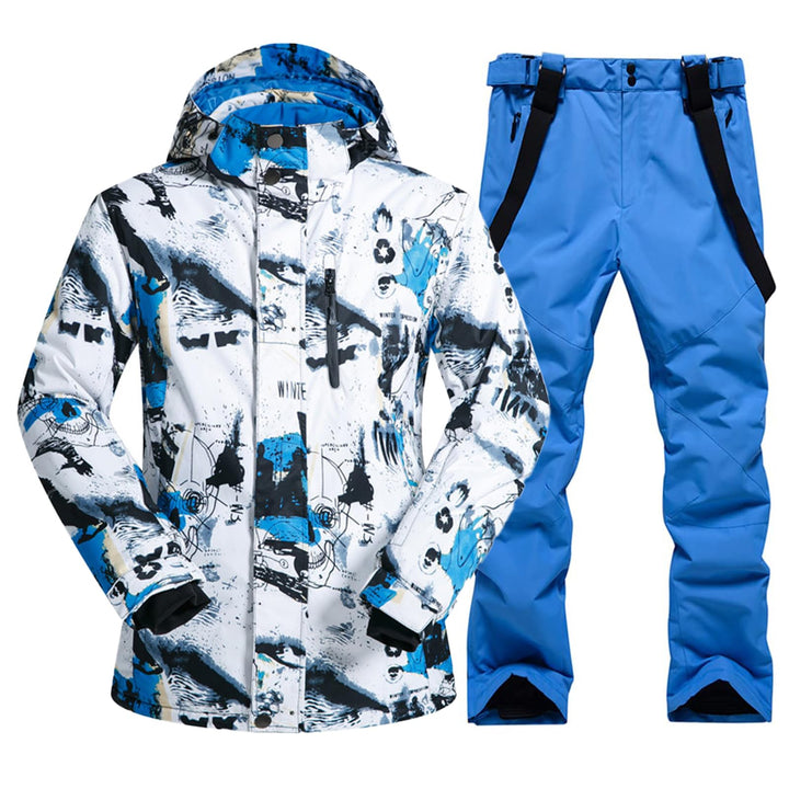 ALSOGO Herren Ski Jacke und Hosen Set Ski Anzug Winter Wasserdicht Winddicht Kapuze Schneemantel 2-S