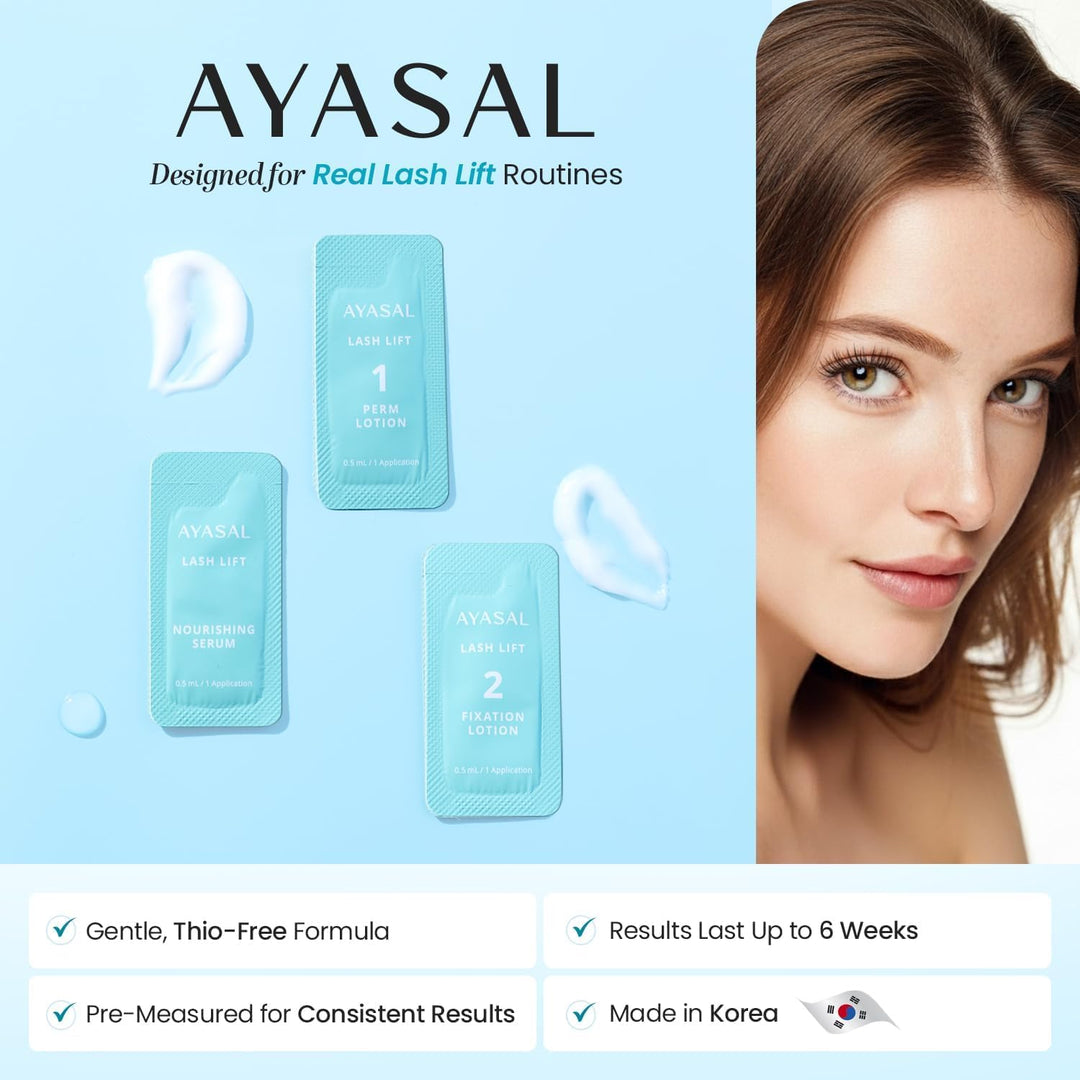 AYASAL Lash Lift Kit Refills: Step 1+2 Refill Set, Korean Thio-Free Lash Perm - Professional Long La