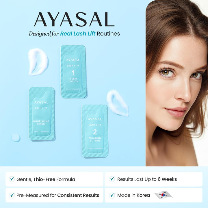 AYASAL Lash Lift Kit Refills: Step 1+2 Refill Set, Korean Thio-Free Lash Perm - Professional Long La