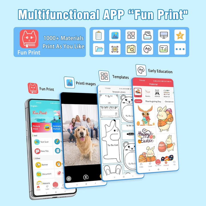 ZAKVOP Mini drucker, Mini drucker für Smartphone, fotodrucker für Smartphone, tragbar Thermal Drucke