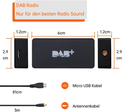 AWESAFE Externe DAB+ Adapter für Android Autoradio Digitalradio Antennentuner Für Android