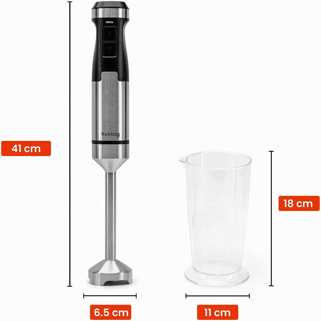 BlendFlex Stabmixer 1500W – Edelstahl Handmixer mit 20 Geschwindigkeiten &amp; Turbo-Funktion, inkl. 600