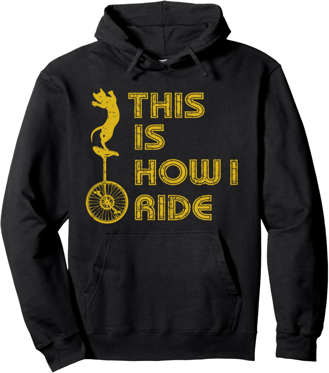 Einrad Katze Radfahrerin Unicycle Zirkus Radsport Geschenk Pullover Hoodie