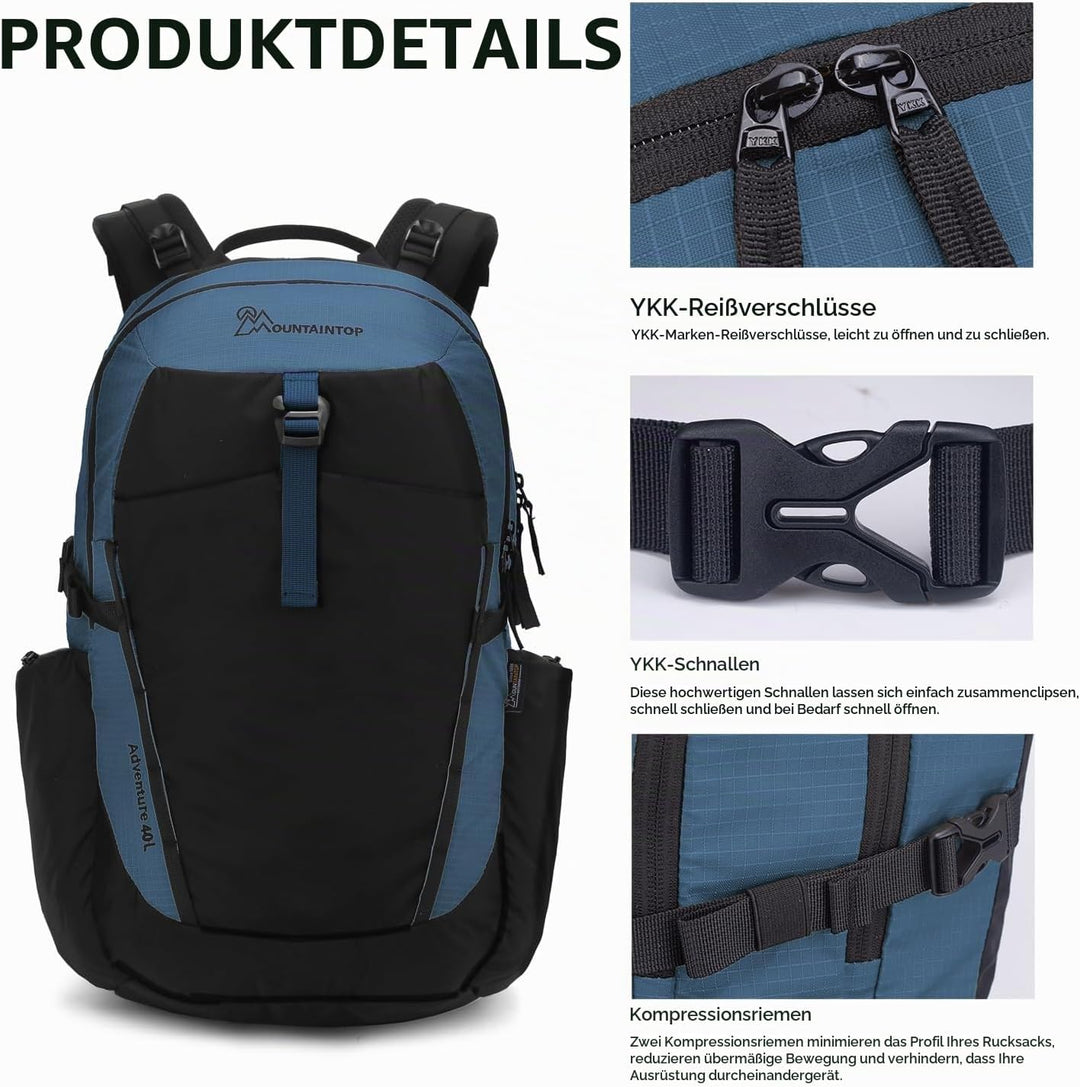 MOUNTAINTOP 40L Wanderrucksack Herren Damen Trekkingrucksack Outdoor Rucksäcke mit für Camping Wande