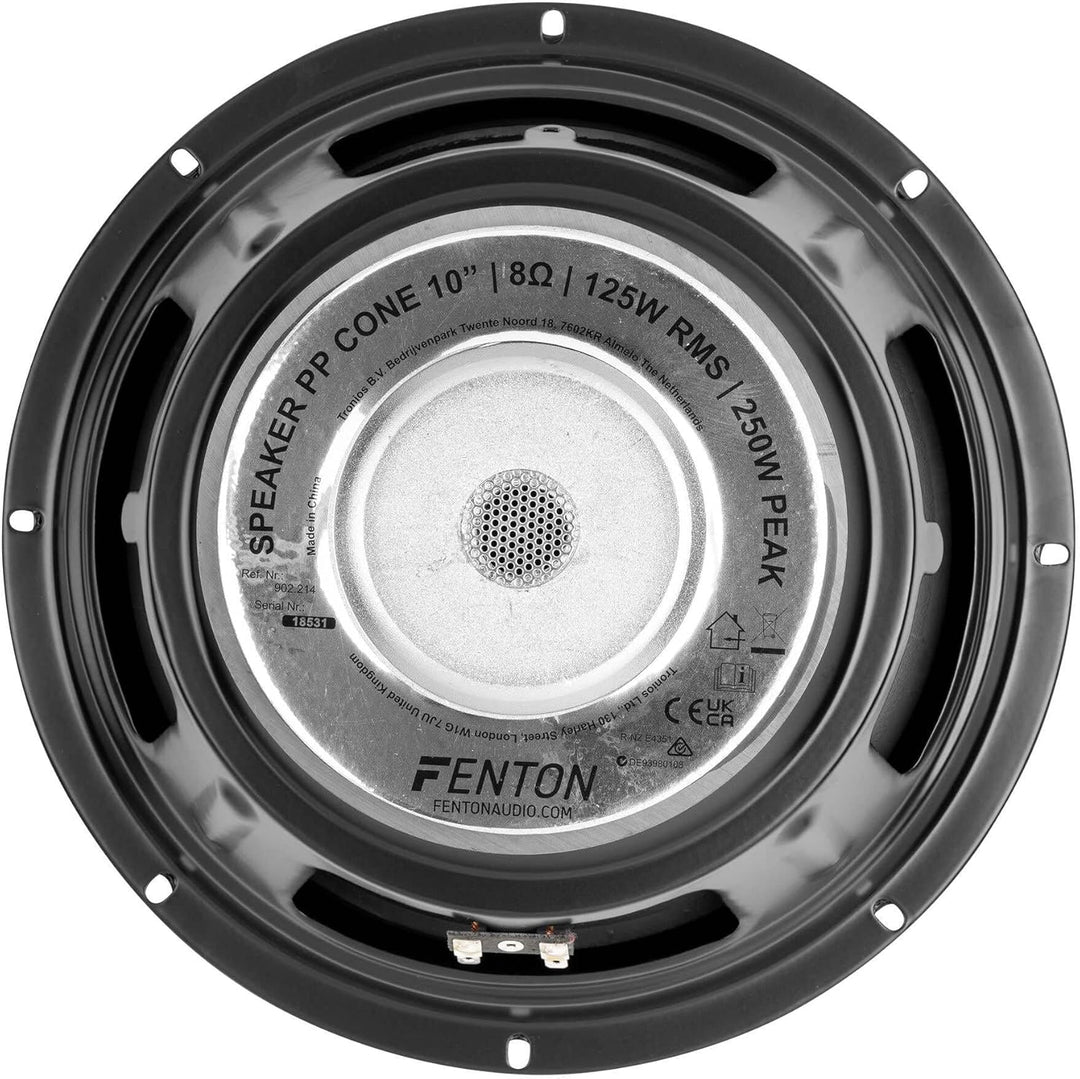 Fenton WP25 - HiFi Basslautsprecher, 25 cm PP-Membran Chassis Ersatz Lautsprecher, 250 Watt - 8 Ohm