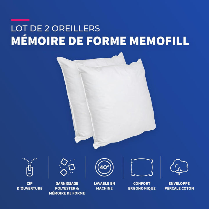 OREILLER MEMOFILL OMF, 60x60cm 2 Unité (Lot de 1) Quadratisch, 2 Unité (Lot de 1) Quadratisch
