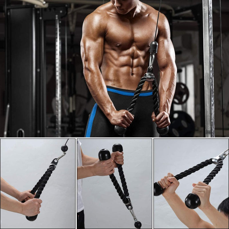 PELLOR Pulley- Fitness Unterarmtrainer, Arm-Krafttraining Trainer Riemenscheibe mit Seil Trizeps, Fi