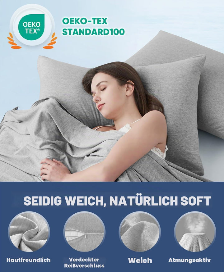 Luxear 2er Kühlender Kissenbezug 50x80cm für Nachtschweiss, Superweiche Kissenhülle, Japanische Arc-