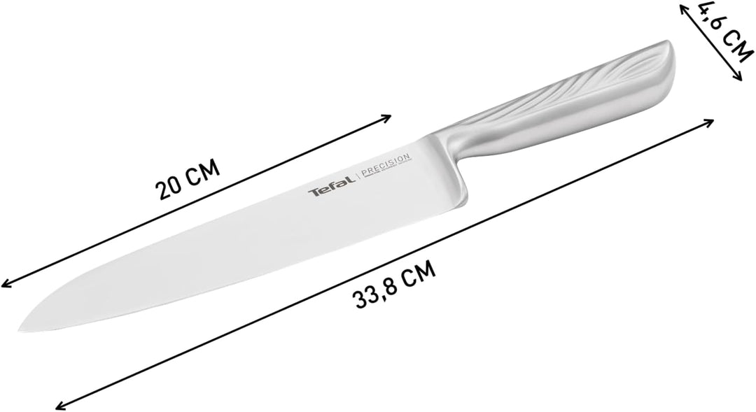 Tefal Precision Kochmesser 20 cm, schärfstes Messer, 22°-Klingenwinkel, Eishärtungstechnologie, Well