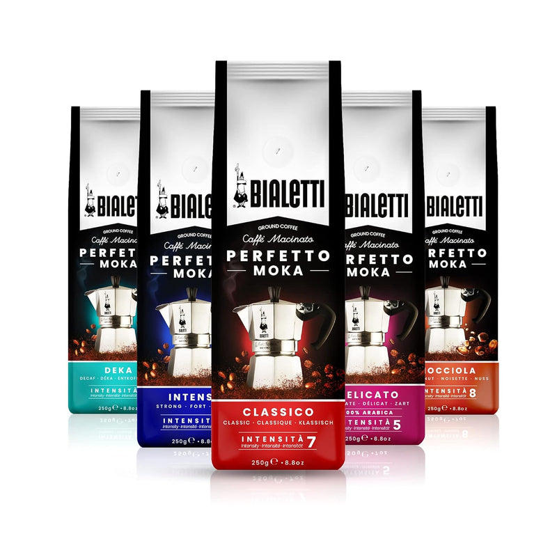 Bialetti - Perfetto Moka Nocciola: Gemahlener Kaffee mit mittlerer Röstung, Haselnuss-Aroma, 250g x