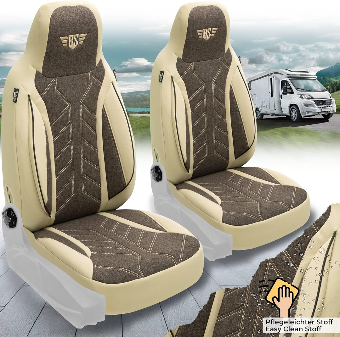 BREMER SITZBEZÜGE Wohnmobil Schonbezüge für FIAT Ducato Jumper Boxer PLKT211 PLKT211 - Beige/Braun,