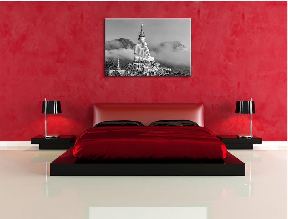 Pixxprint Buddha-Skulptur in Thailand / 100x70cm Leinwandbild bespannt auf Holzrahmen/Wandbild Kunst