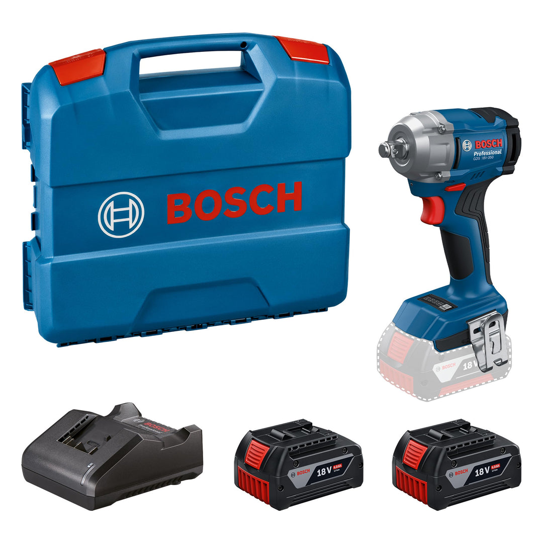 Bosch Professional 18V System Akku-Drehschlagschrauber GDS 18V-350 (Set mit 2x 4.0 Ah Akku + GAL 182