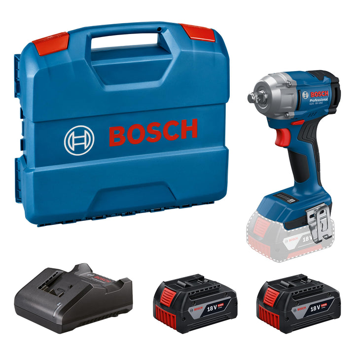 Bosch Professional 18V System Akku-Drehschlagschrauber GDS 18V-350 (Set mit 2x 4.0 Ah Akku + GAL 182