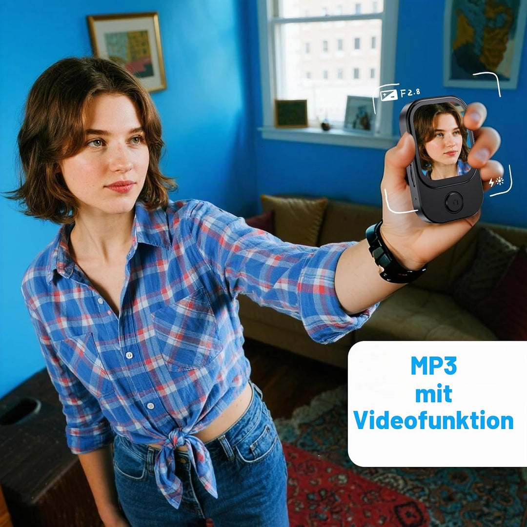 Gueray 64GB Mini MP3 Player mit Kamera, Bluetooth 5.3 Musikplayer mit Lautsprecher Touchscreen FM-Ra