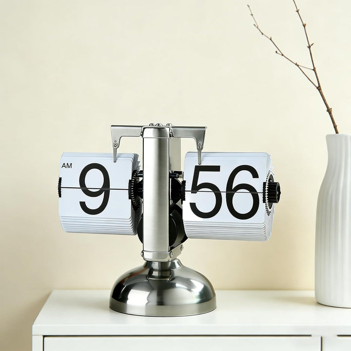 Flip Uhr Retro, Flip Schreibtischuhr, Schreibtischuhr Vintage Design, Automatisches Drehen Retro Dig