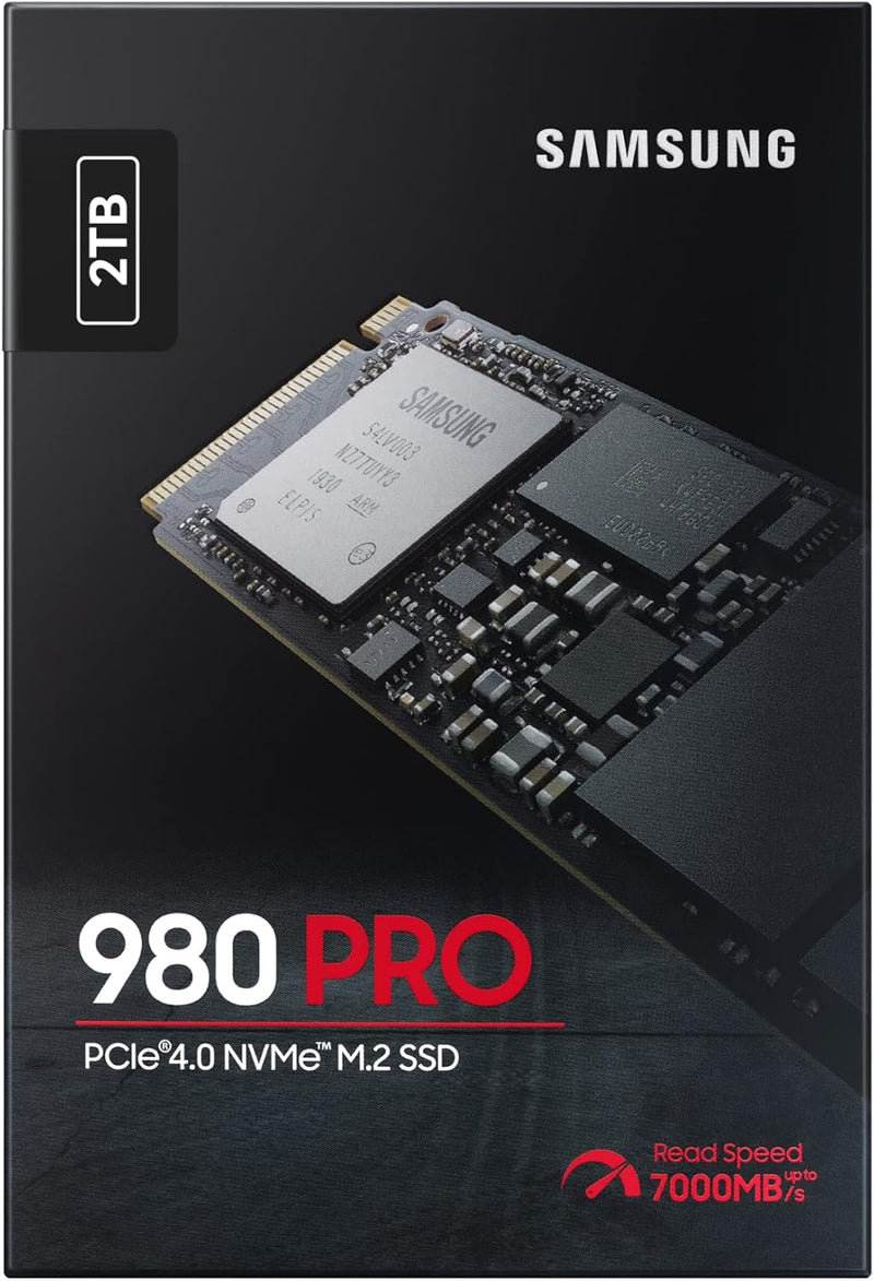 Samsung 980 PRO NVMe M.2 SSD, 2 TB, PCIe 4.0, 7.000 MB/s Lesen, 5.000 MB/s Schreiben, Interne SSD fü