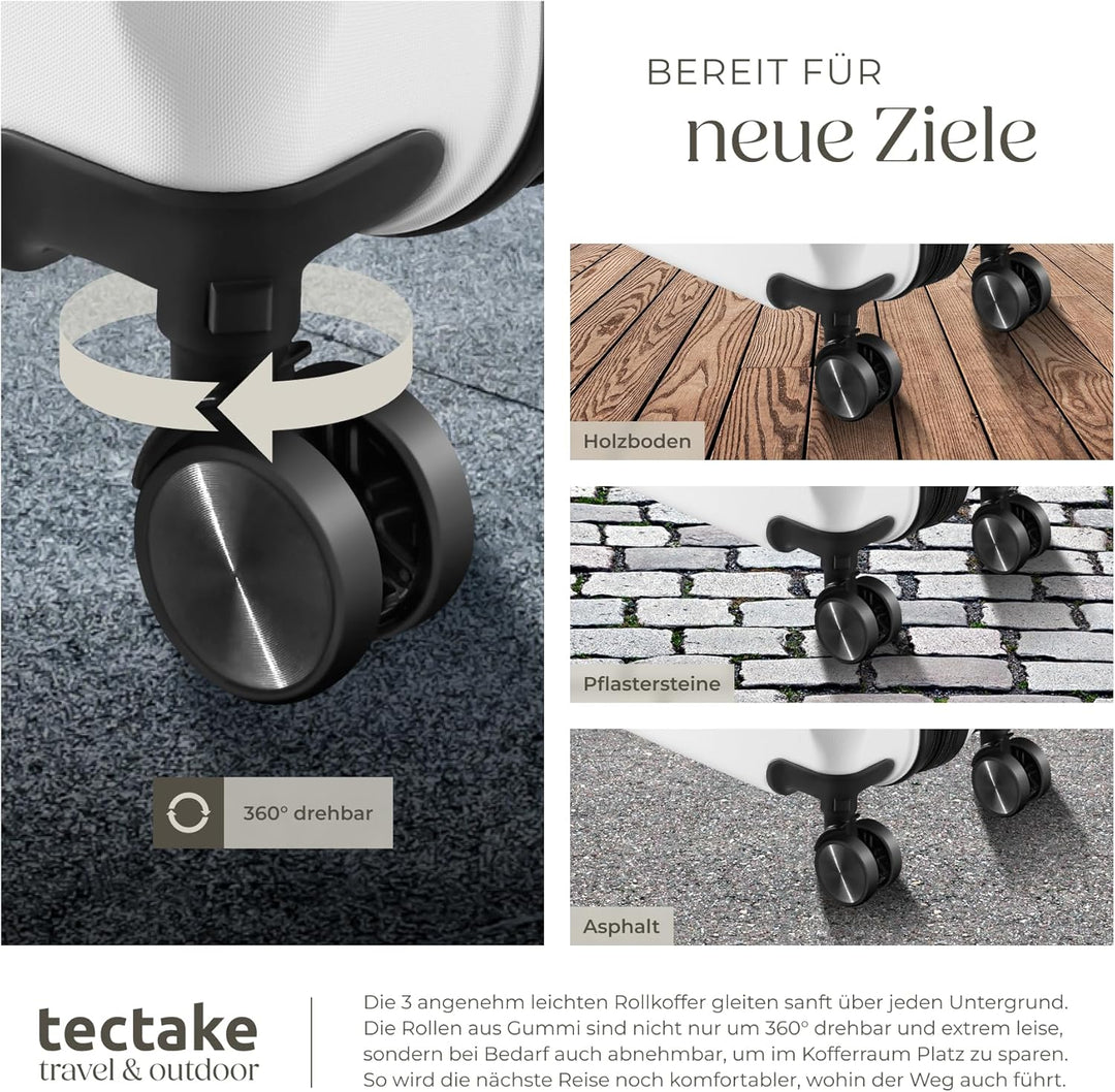 tectake® Kofferset 3 teilig, Koffer & Trolleys, Koffer Set für Flugzeug, Business, Reise, mit TSA Sc