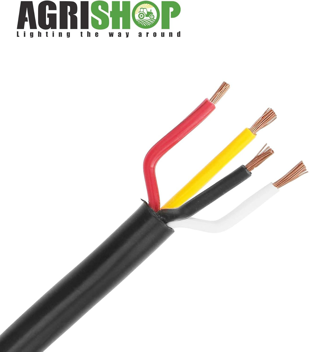 AGRISHOP Fahrzeugleitung 4 x 0,75 mm² 10M 12v 24v,Rundkabel,Automotive 4-adriges Kabel,Anhängerkabel