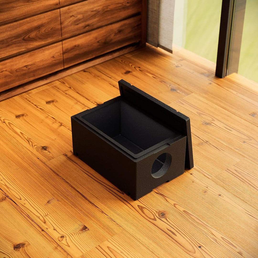 QLS Katzenhaus aus Styropor – 60x40x27 cm isoliertes wetterfestes Schutzhäuschen Outdoor Schwarz