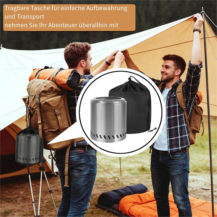 Feuerschale 22cm Edelstahl – Tragbarer Outdoor Campingkocher & Feuerkorb für Garten, BBQ & Kochen mi