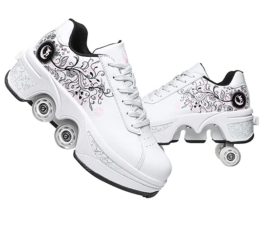 LDRFSE Schuhe mit Rollen, Rollschuhe Skateboard Schuhe Kinderschuhe Mit Rollen Skate Shoes Rollen Sc