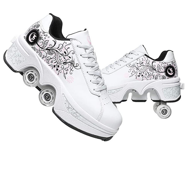 LDRFSE Schuhe mit Rollen, Rollschuhe Skateboard Schuhe Kinderschuhe Mit Rollen Skate Shoes Rollen Sc