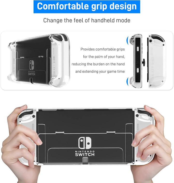RHOTALL 3 in 1 Transparente Hülle für Nintendo Switch OLED, Klare Dockable Shell Kompatibel mit Swit