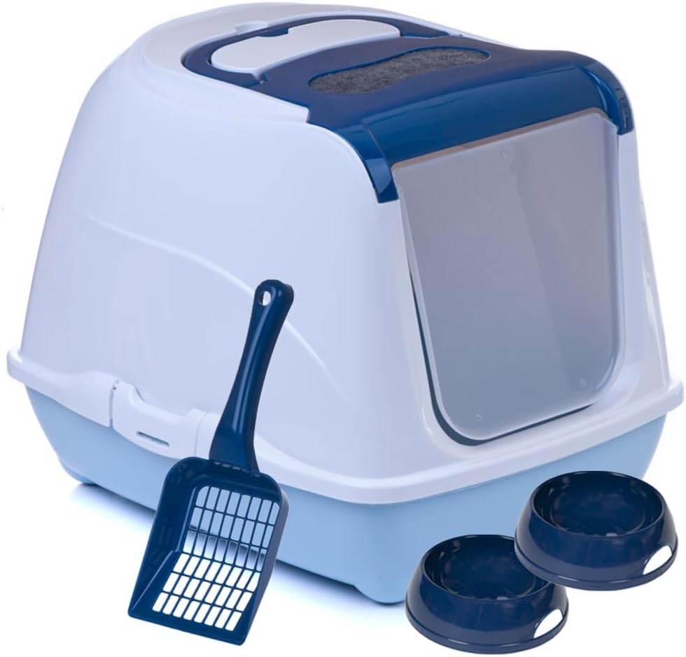 Katzentoilette Sondermodell 50 Katzenklo Schaufel Filter Haube blau Design 1 Unterteil himmelblau, U