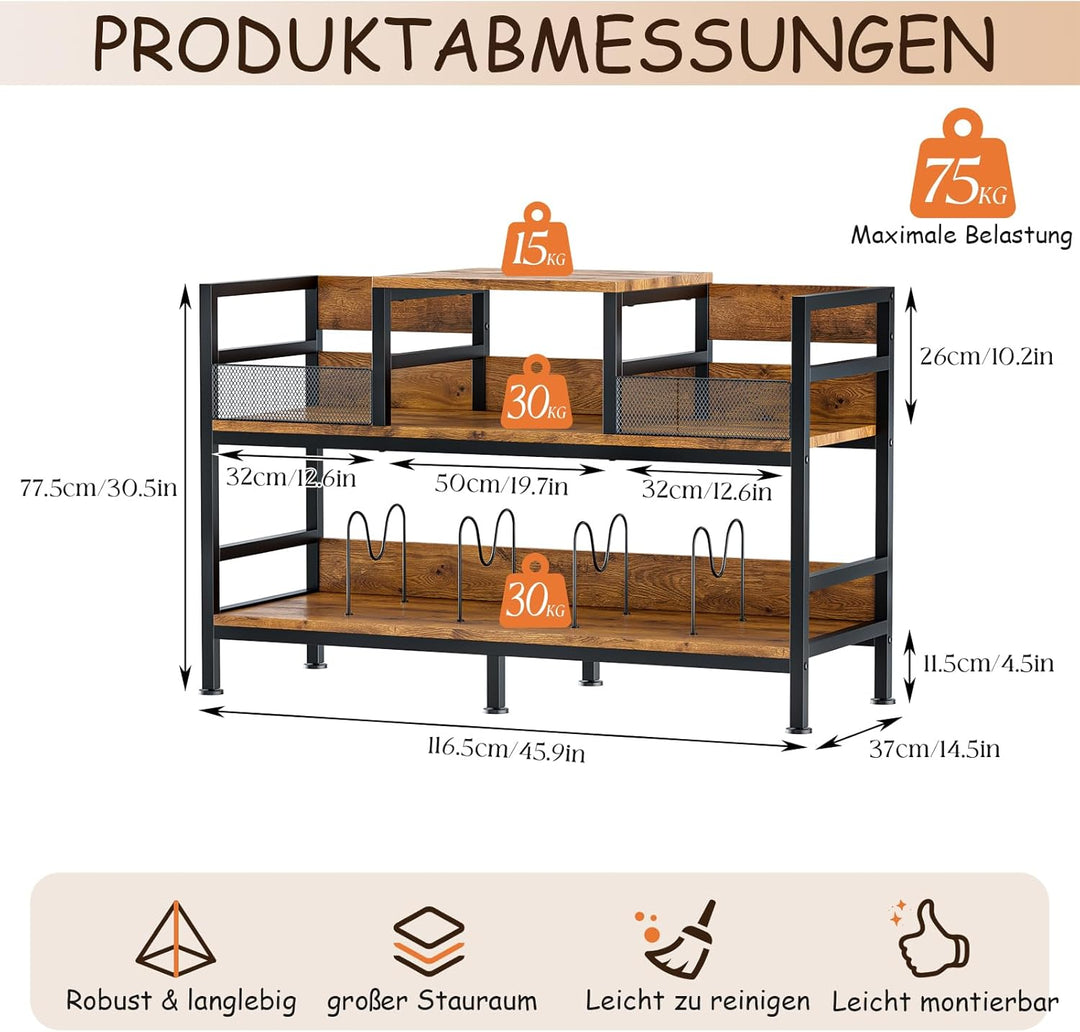 KZOBYD Plattenspielerständer, Schallplatten Regal mit Ablage, 3-Ebenen Plattenspieler Tisch Plattenh