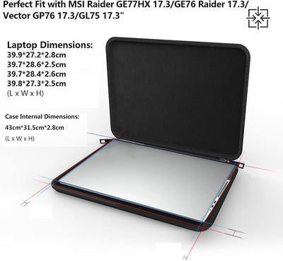 Smatree Laptop Hartschalen Hülle nur Kompatibel mit 17,3 Zoll MSI Raider GE77HX 17.3/ GE76 Raider 17