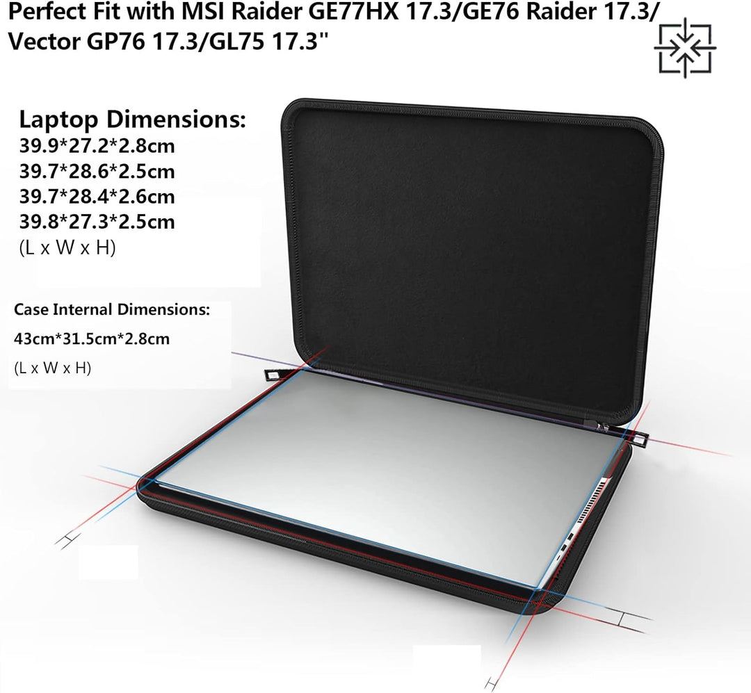 Smatree Laptop Hartschalen Hülle nur Kompatibel mit 17,3 Zoll MSI Raider GE77HX 17.3/ GE76 Raider 17