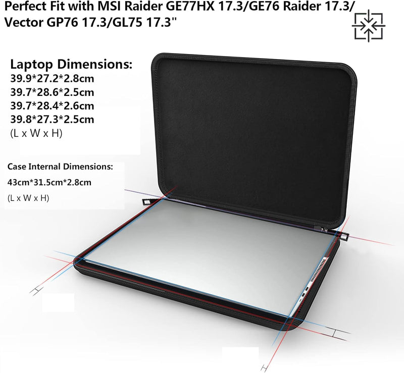 Smatree Laptop Hartschalen Hülle nur Kompatibel mit 17,3 Zoll MSI Raider GE77HX 17.3/ GE76 Raider 17
