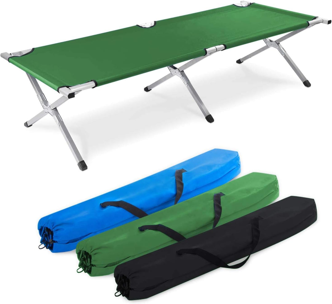 GOODS+GADGETS Faltbares Army Feldbett aus Aluminium - klappbares Campingbett & Gästebett Grün, Grün