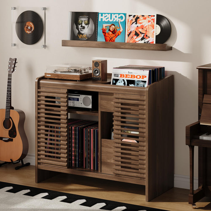 IRONCK Vinyl Plattenspieler Regal mit Schallplatten Wandhalterung, Schallplattenständer Schallplatte