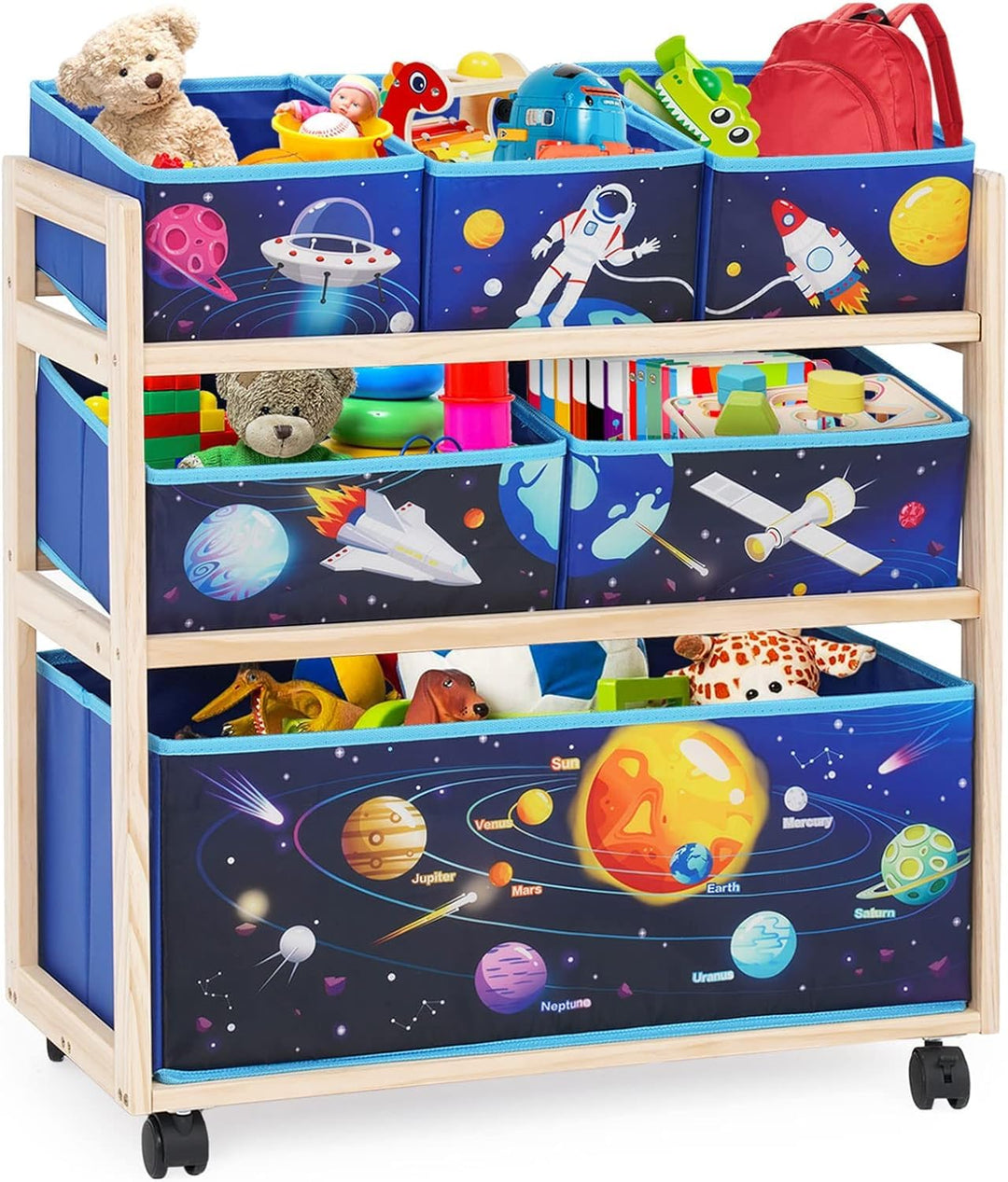 Spielzeugregal Kinderzimmer, Kinderregal Mit 6 Boxen 3-Stöckiges Spielzeug-Organizer, Spielzeugkiste