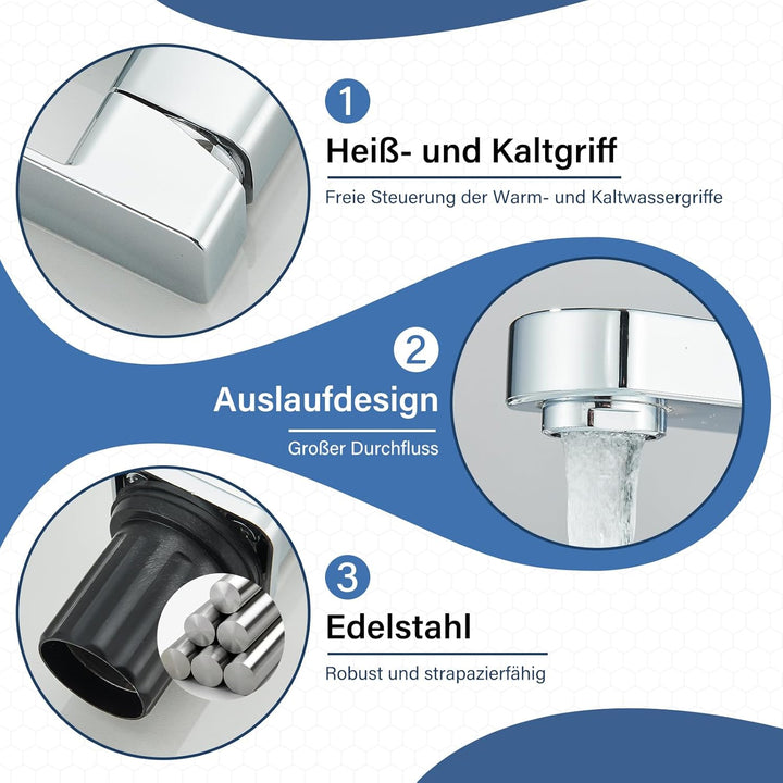 Wasserhahn Bad Badarmatur Chrom für Badezimmer Einhebelmischer Kleine Waschtischarmatur Waschbecken