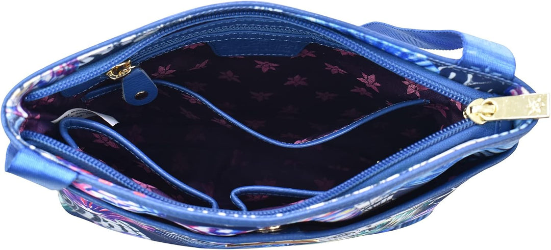 Anuschka Crossbody Tasche mit Einsteckfach - Wanderlust Kollektion - Nylonstoff mit Leder Trim und K