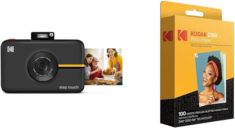 KODAK Step Touch | 13MP Digitalkamera & Instant-Drucker | Schwarz & 2" x3 Premium Zink Fotopapier (1