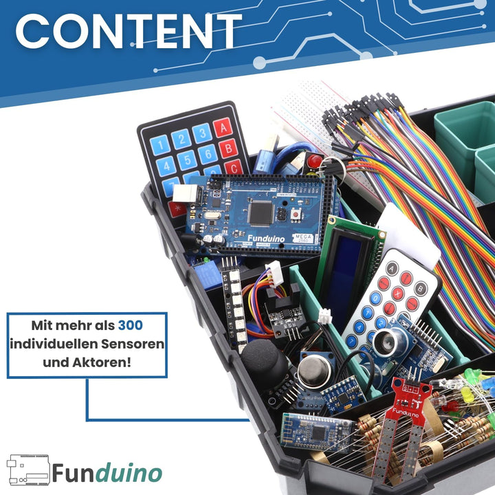 Funduino Starter Kit MEGA R3 Basic, 100% kompatibel zu Arduino, mit deutschsprachigen Anleitungen, u