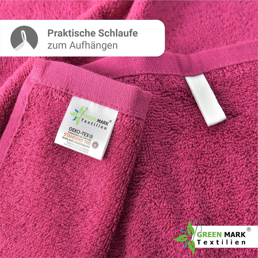 NatureMark NM-HT0701 8-er Spar-Pack Frottier Handtücher, 50 x 100 cm, Pink, Pink