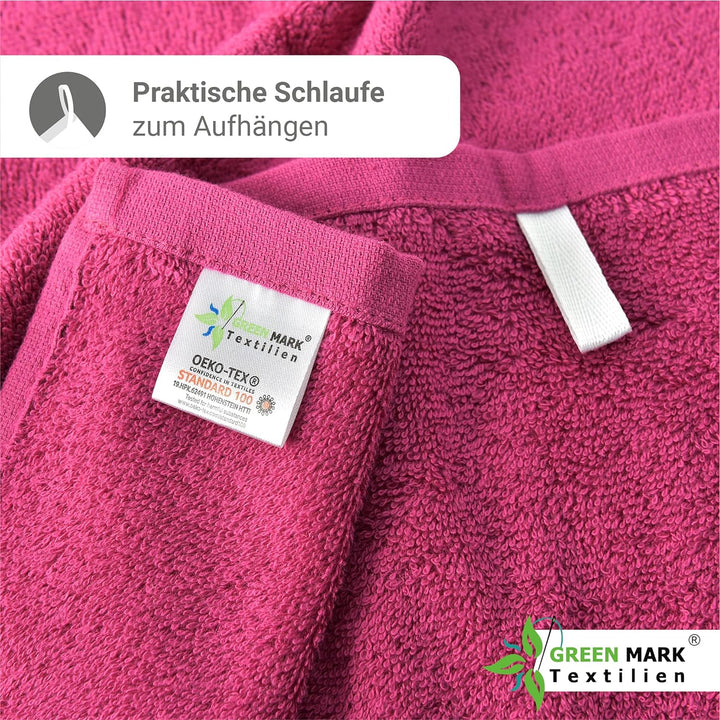 NatureMark NM-HT0701 8-er Spar-Pack Frottier Handtücher, 50 x 100 cm, Pink, Pink