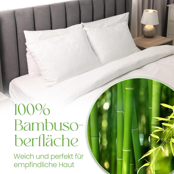 Kissenschoner 40x80 cm Dreilagig mit Reissverschluss, Antiallergen, 100% Bambus, 2er-Pack wasserdich