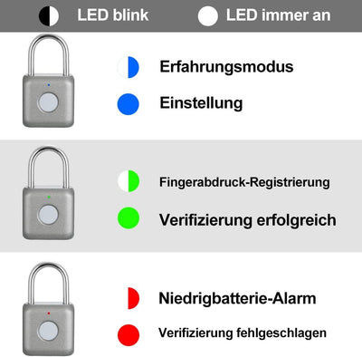 Fingerabdruck Vorhängeschloss eLinkSmart kleines Smart Vorhängeschloss schlüsselloses Schloss für Sp