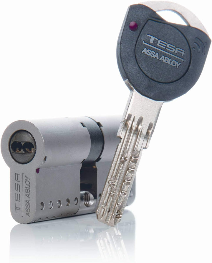 Tesa Assa Abloy MK153045N Hochsicherheitszylinder TK100 Doppelkupplung vernickelt 30 x 45 mm Schlüss